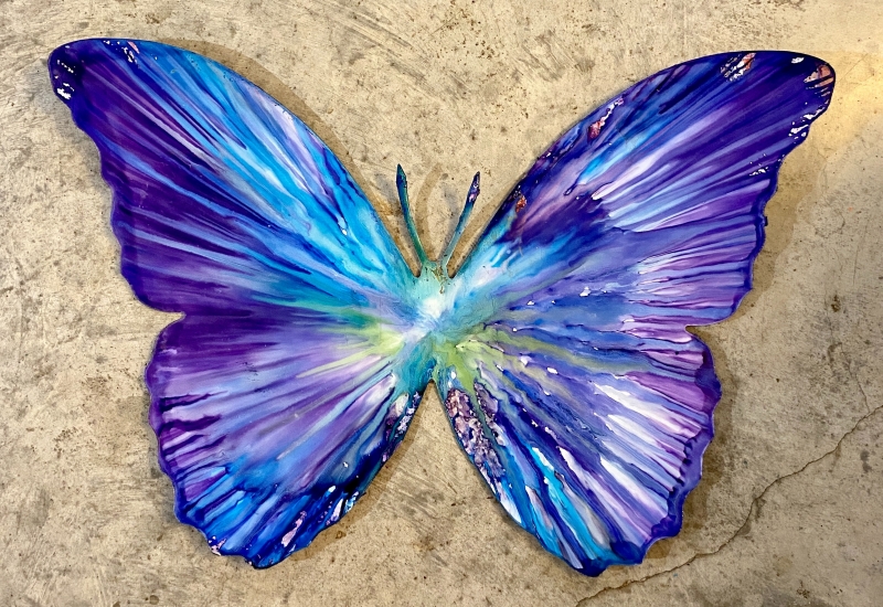 mini blue tie dye butterfly 1 by artist Deborah Argyropoulos